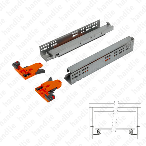 COR.823 - Corrediças ocultas com sistema Push Open para gavetas / Extração total / 40kg