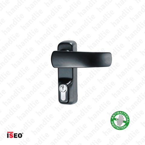 TRIM 9401.11005T - Puxador móvel negro c/ cilindro (chave) para barras anti-pânico ISEO/DEA