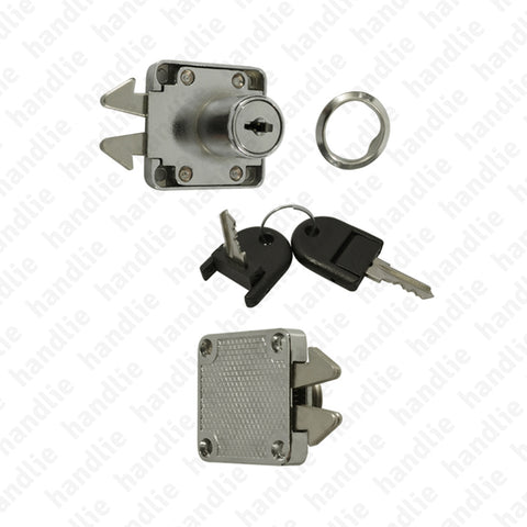 F.202.A com garras - Fechadura de sobrepor com cilindro e garras para armários com portas de correr