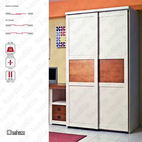 Suspensa Timber SF-30 - Sistemas para portas de correr para móveis e armários em madeira / Suspensas - Até 30Kg por folha / Com softbrake | SAHECO