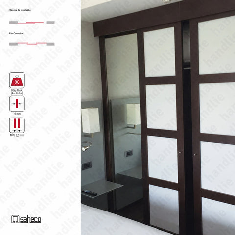 Nitro Timber SF-SA90 - Sistema para portas de correr para móveis e armários em madeira / Suspensas - Até 80Kg por folha | SAHECO