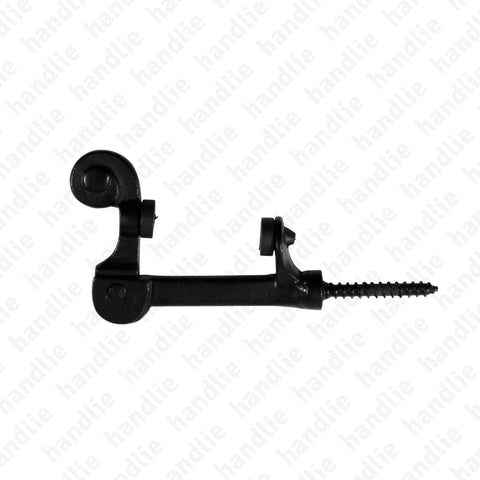 SP.105P - Segura portadas caracol com batente - Preto Fosco / Latão