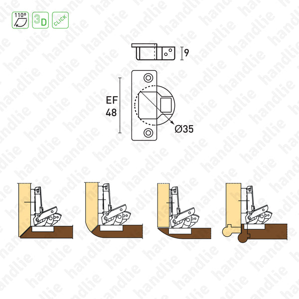 CBA2AC9 - Série "Universal" SALICE - Corte Esquadria 45º