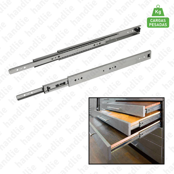 COR.A53.2L - Corrediças com esferas A53 SPM - Extração total até 1200mm / Até 111kg (par)