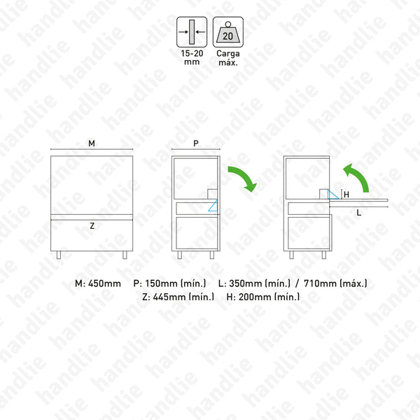 EC.1154 - DESK - Sistema de ferragens para mesas ocultas/rebatíveis