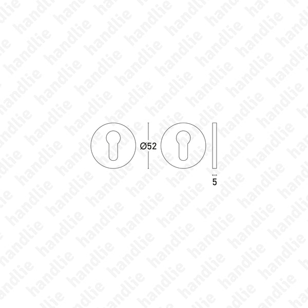 ENT.5210.005.EY - Par de entradas de chave normal redondas Ø52x5mm
