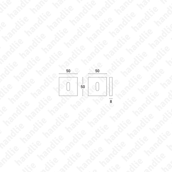 ENT.IN.92N - Par de entradas de chave normal quadradas Q.50 x 8mm