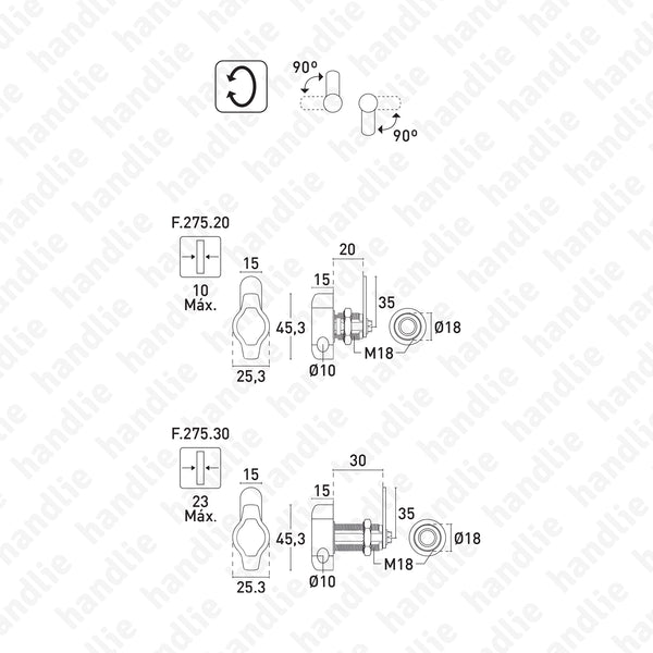 F.275.20/F.275.30 - Fechaduras de patilha para cadeado