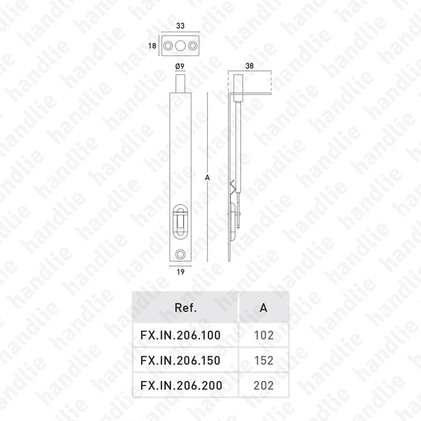 FX.IN.206 - Fecho embutir - Inox
