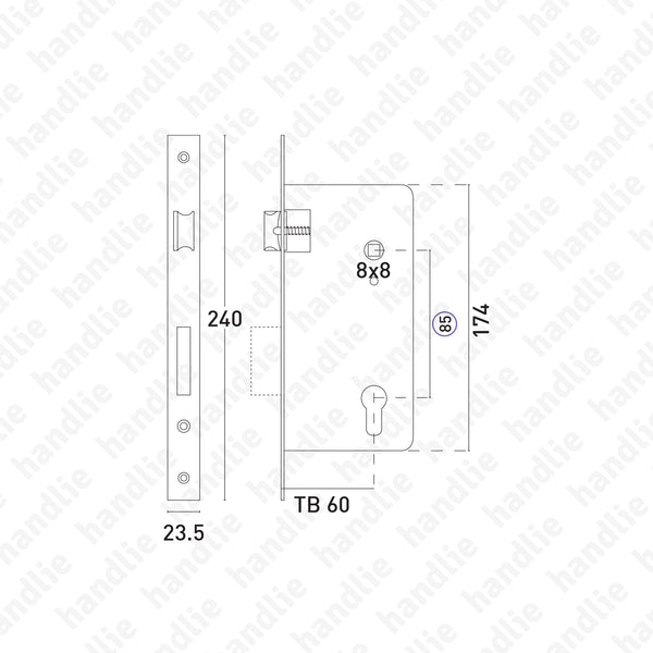 F#S72 - Fechadura de embutir para cilindro europeu