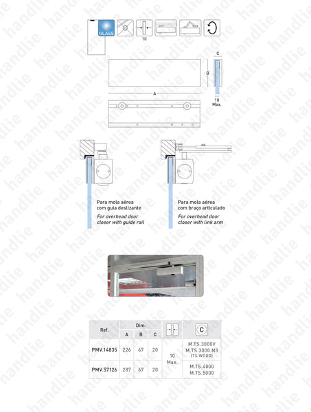 PMV.14835 - Pinças para montagem de molas aéreas em portas de vidro | GEZE