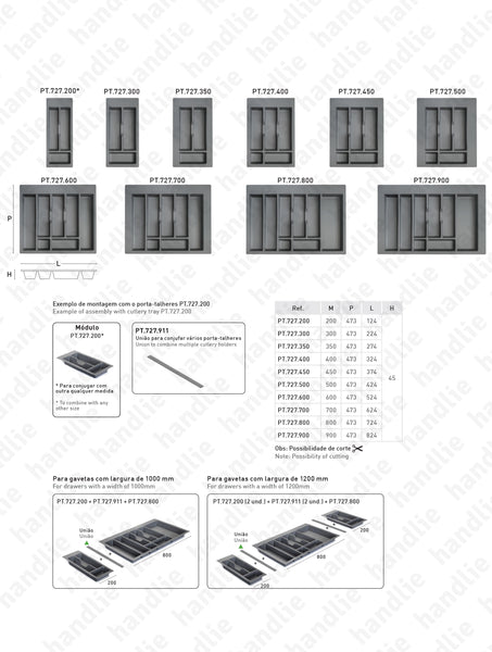 PT.727 - Porta talheres com divisões para móveis - Polipropileno