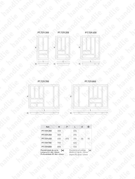PT.729 - Porta talheres com diversas dimensões - Polipropileno