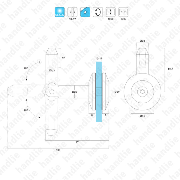 SV.7306 - Suporte para pala de vidro