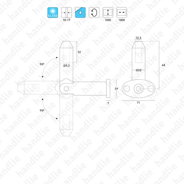 SV.7307 - Suporte para pala de vidro