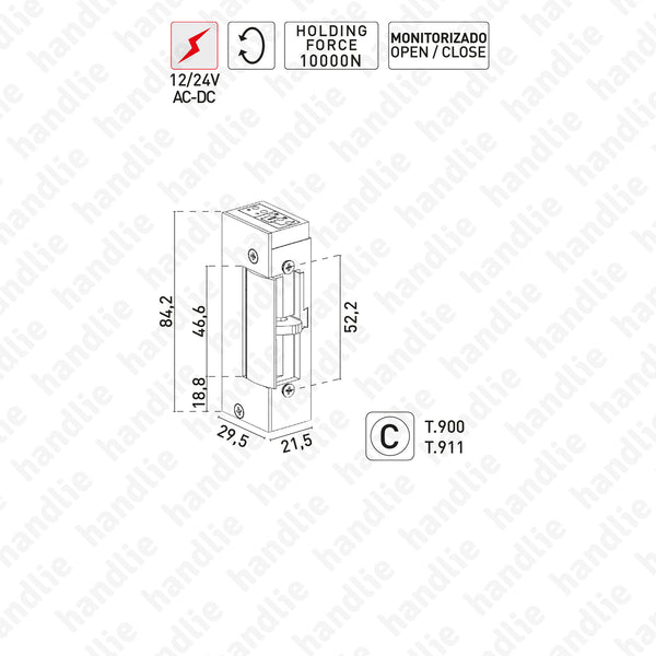 T.1563 - Trinco elétrico de embutir com memória | Fail Secure