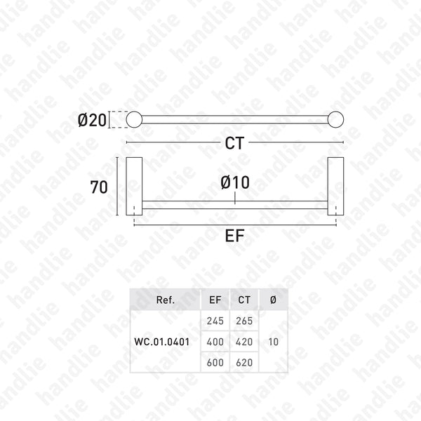 WC.01.0401 Série BASIC - Toalheiro - Inox