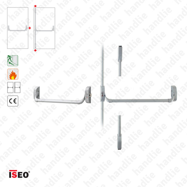 IDEA BASE - Fechos Verticais e Barra Anti-pânico - 3 pontos fecho - 2 Folhas - Cinza Metal