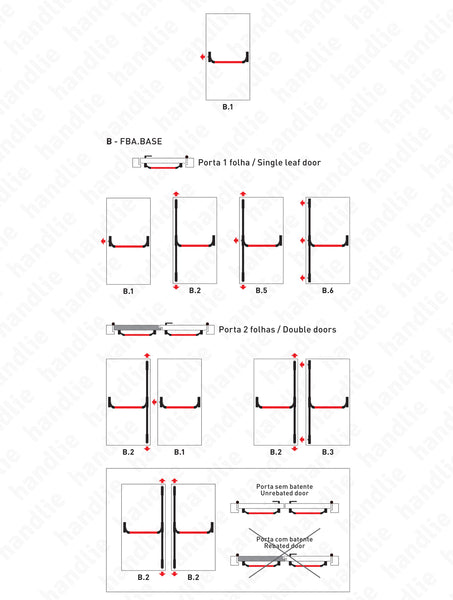 IDEA BASE - Barra Anti-pânico de sobrepor 1 ponto fecho - Vermelho