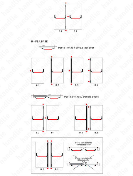IDEA BASE - Fechos Verticais e Barra Anti-pânico - 3 pontos fecho - 2 Folhas - Cinza Metal