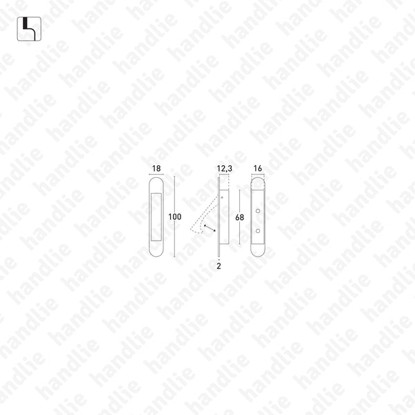 CE.IN.8909 - Concha de embutir com puxador 100x18 - Inox