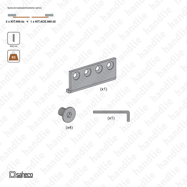 ACE.989.02 - SF - RUSTICO 80G - Kit de união para 2 sistemas  - até 80kg | SAHECO