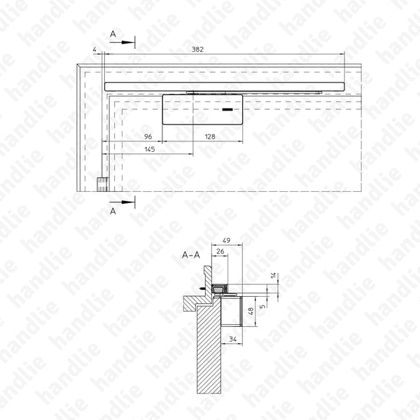 MG.184106 - GEZE ActiveStop - Amortecedor de porta bidireccional com guia - 45Kg | GEZE