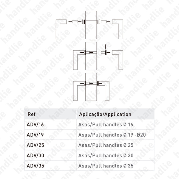 ADV - Jogo adaptadores - Fixação Asas Duplas/ Portas Vidro