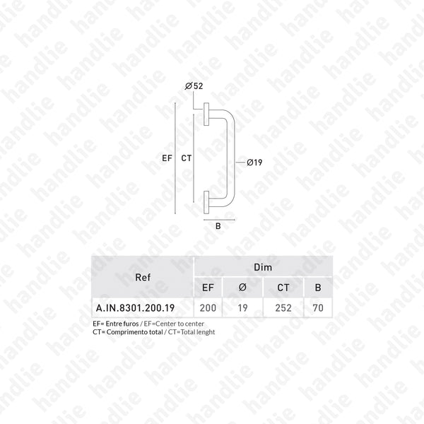 A.IN.8301 - Asa simples para portas - Inox
