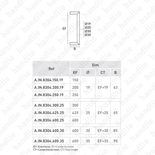 A.IN.8304 - Asa simples para portas - INOX