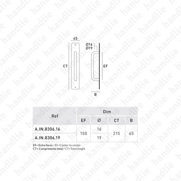 A.IN.8306 - Asa com placa simples - Inox