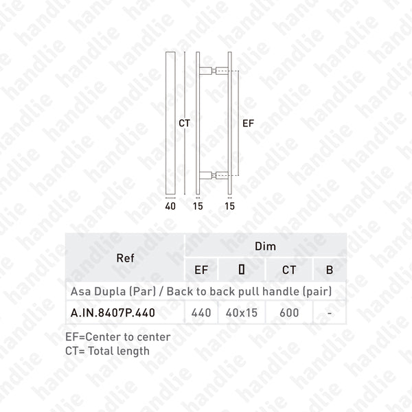 A.IN.8407P - Asas duplas para portas - INOX