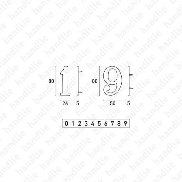 ALG.8 - Algarismos 80mm (0 a 9) - Alumínio