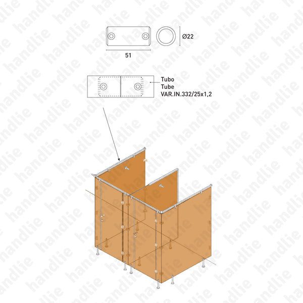 ASM.810.C - Conector (união) tubo Ø25 - Alumínio