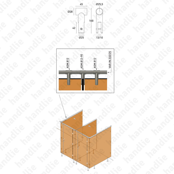 ASM.812.1 - Suporte superior para painel - Inox