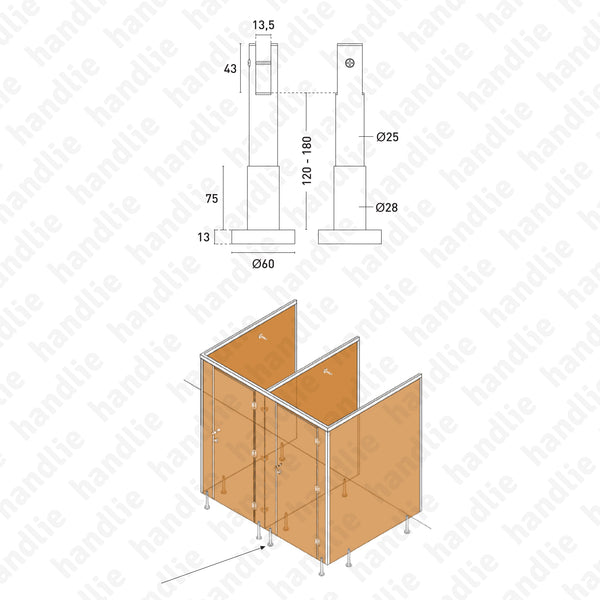 ASM.817.2 - Suporte inferior para painel - Inox