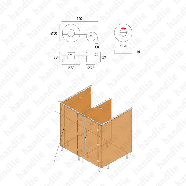 ASM.827 - Fecho WC com gancho e indicador - Inox