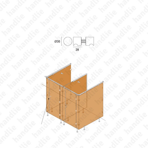 ASM.830 - Puxador duplo fixo para portas vidro - Inox