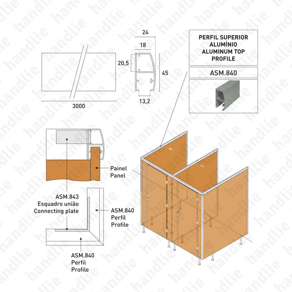 ASM.840 - Perfil superior - Alumínio