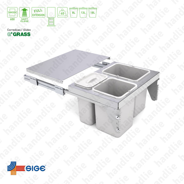 BL.575 - Balde de lixo de extracção total c/ prateleira fixa