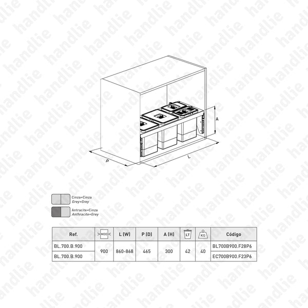 BL.700.B - Balde de lixo de extracção total