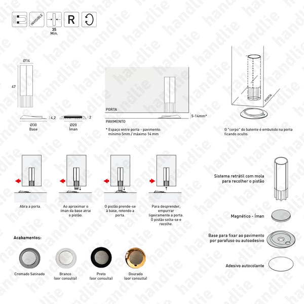 BP.1491 - Batente de porta magnético oculto