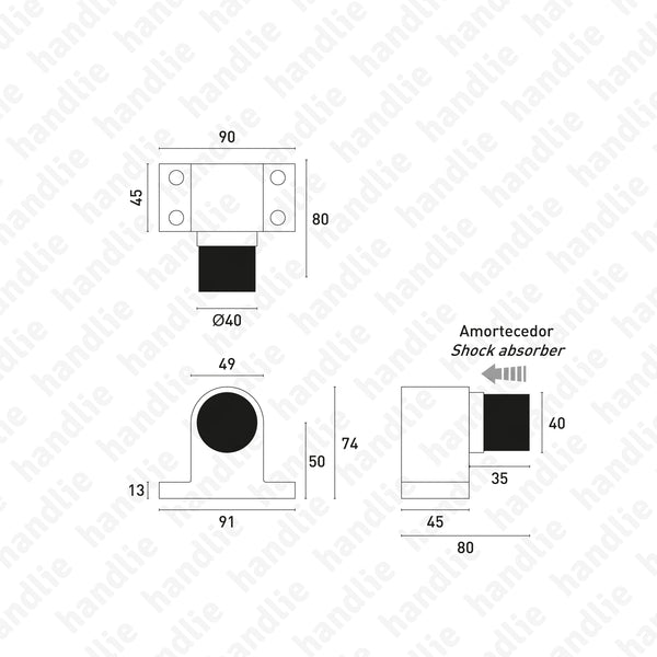 BP.IN.8132 - Batente limitador para portas pesadas - INOX 304
