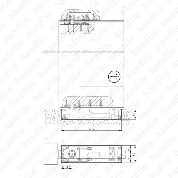 BTS75V - Mola pavimento para portas até 120Kg / 1100mm | DORMA