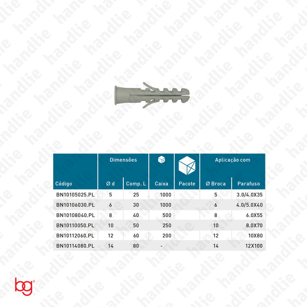 Buchas nylon - com bordo - BN 101