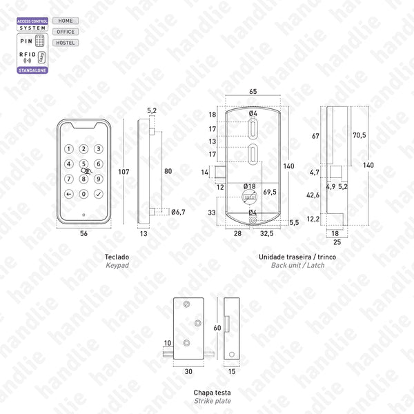 CA.1412 - Controlo de acesso para mobiliário - Código PIN e Cartão
