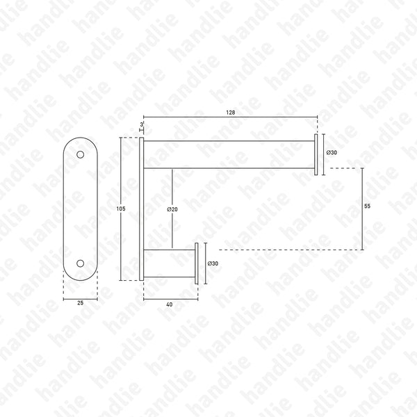 CAB.IN.526 - Cabide duplo Ø20x40/128 - Inox