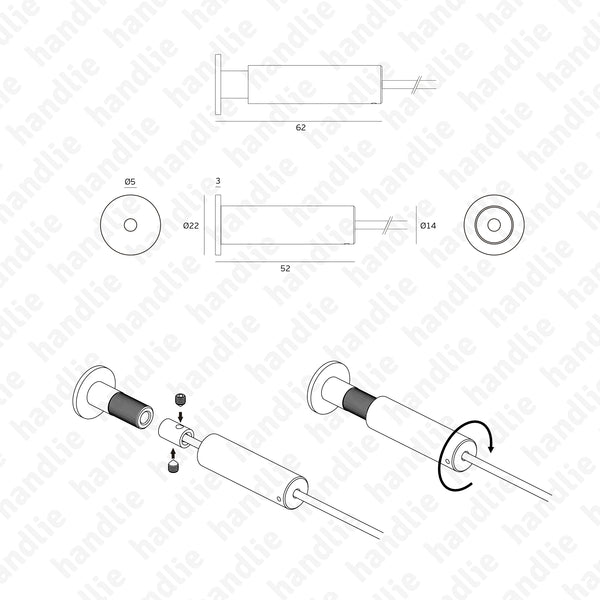 CA.IN.10.716 - Suporte e esticador para cabo de aço - 2,5 e 3mm