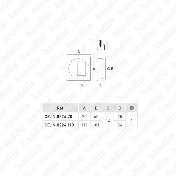 CE.IN.8224 - Concha embutir Q.70 e 110 - Inox