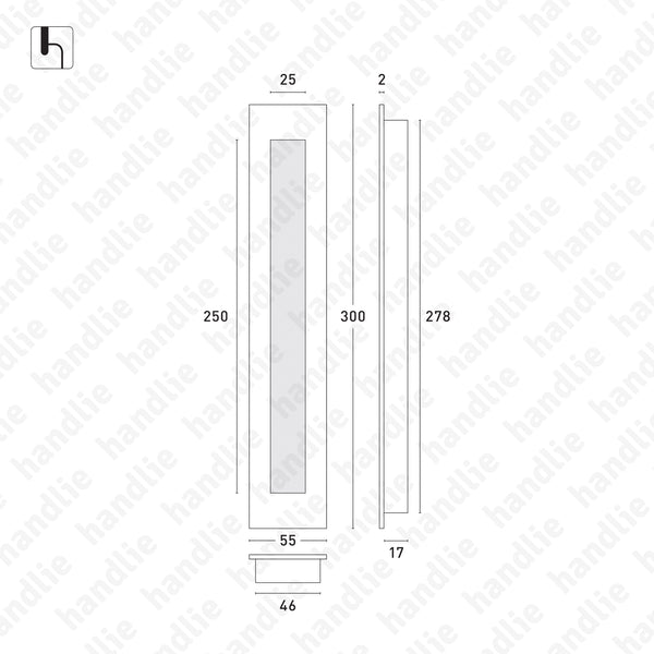 CE.IN.8904 / CE.IN.8905 - Conchas de embutir 300x55 - Inox